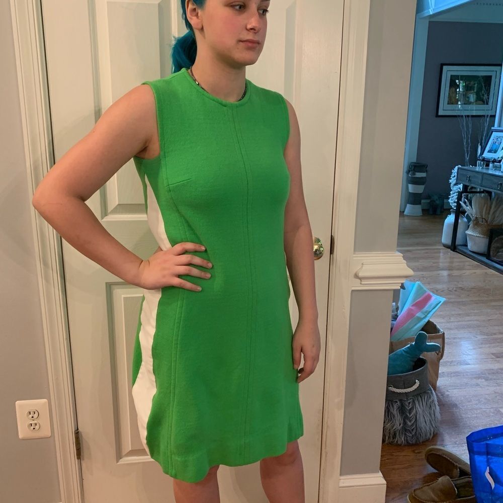 Vintage Green Wool Sleeveless Dress sz 12